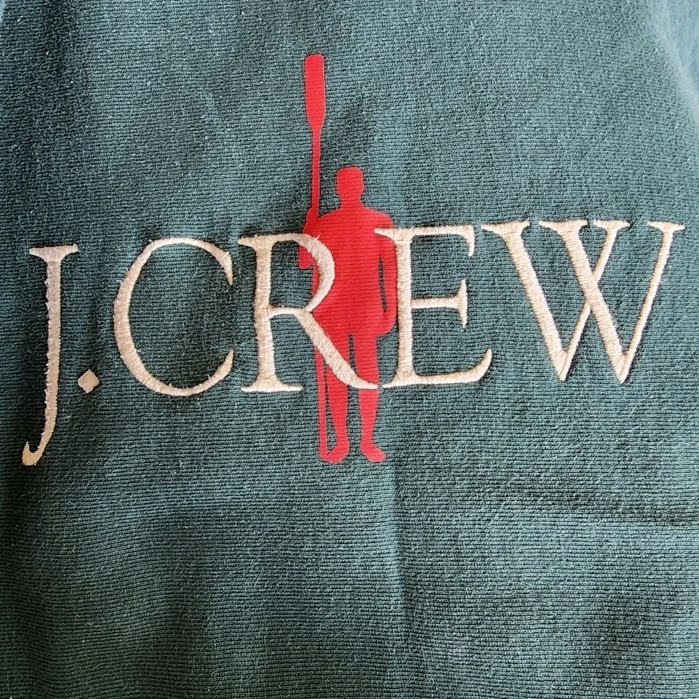 J.Crew Logo Spellout Sweatshirt Hunter Green Men's Small S Reverse Weave EUC